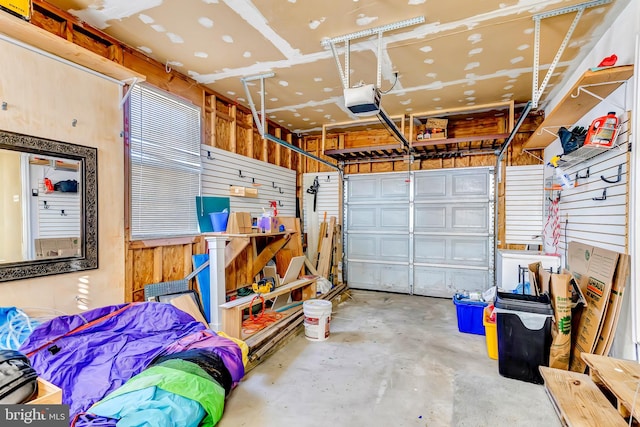 garage with a garage door opener