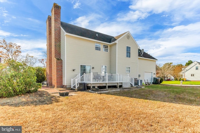 1119 Granbys Run, Salisbury, MD 21804 - rear view of property featuring a chimney, a deck, a yard, and cooling unit