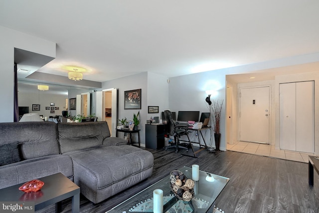 living room with hardwood / wood-style flooring