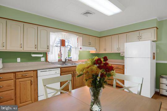 kitchen with white appliances and sink