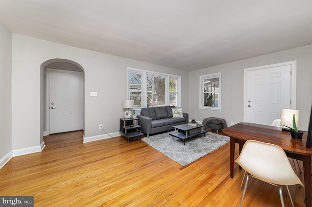 living room featuring light hardwood / wood-style floors