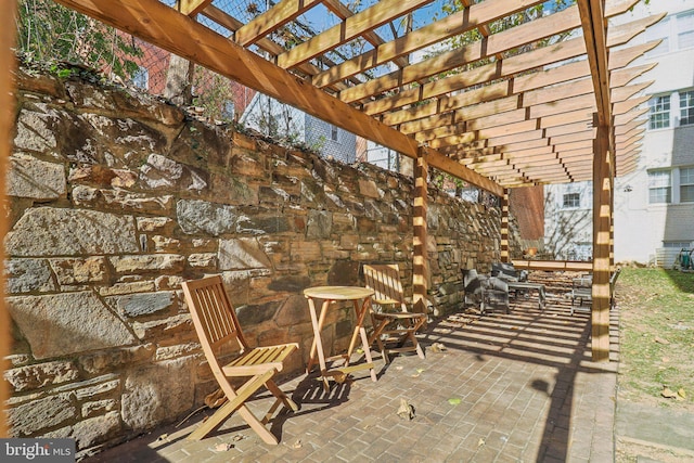 view of patio / terrace featuring a pergola