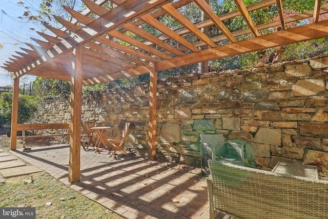 view of patio with a pergola