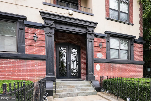 doorway to property with french doors