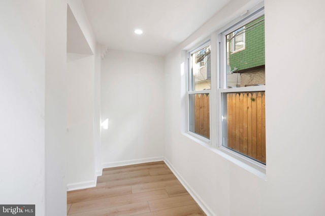 interior space with light hardwood / wood-style floors