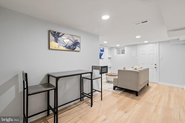 interior space with light hardwood / wood-style flooring