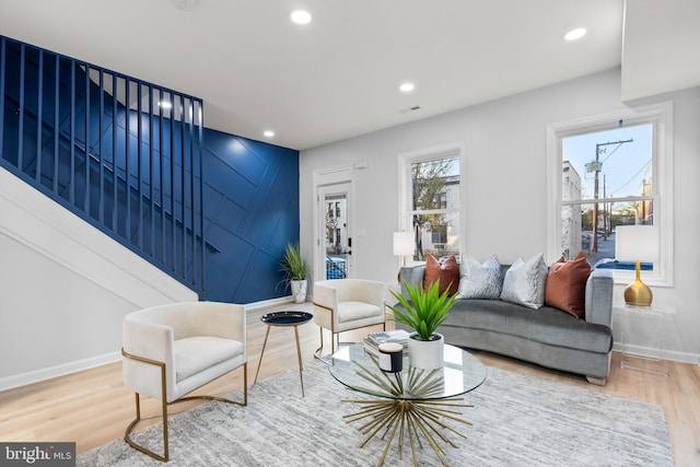 living room featuring wood-type flooring