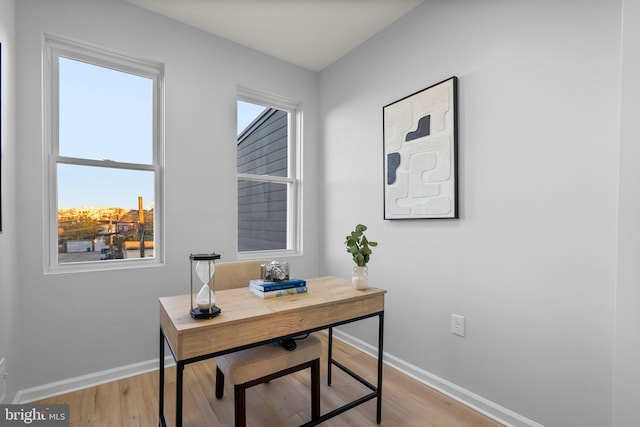 office space featuring light hardwood / wood-style flooring