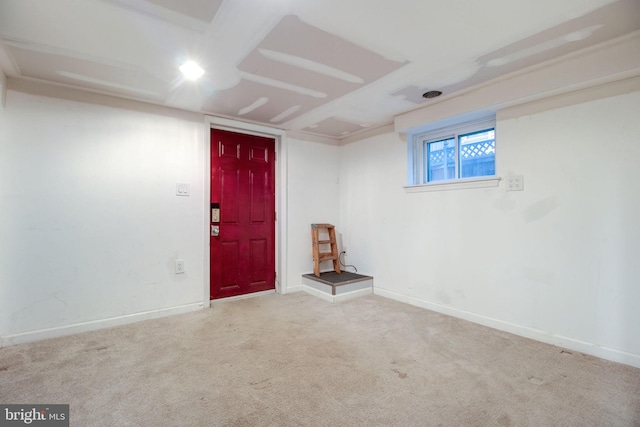 interior space featuring carpet