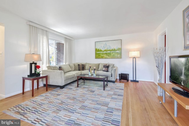 living room with light hardwood / wood-style flooring