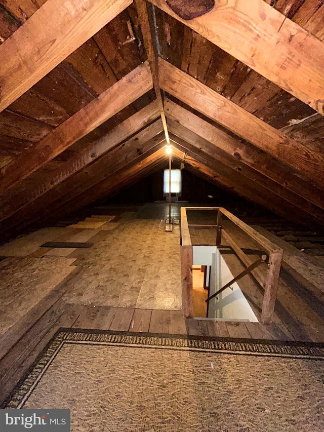 view of unfinished attic