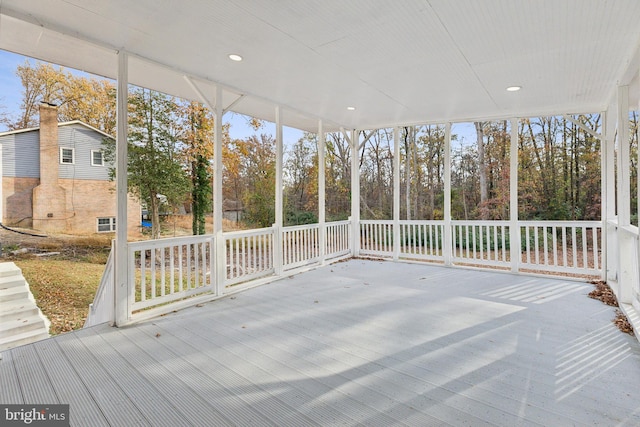 view of unfurnished sunroom