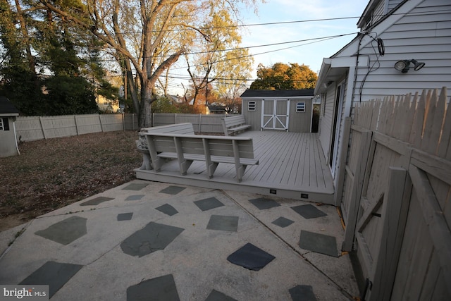 deck with a shed