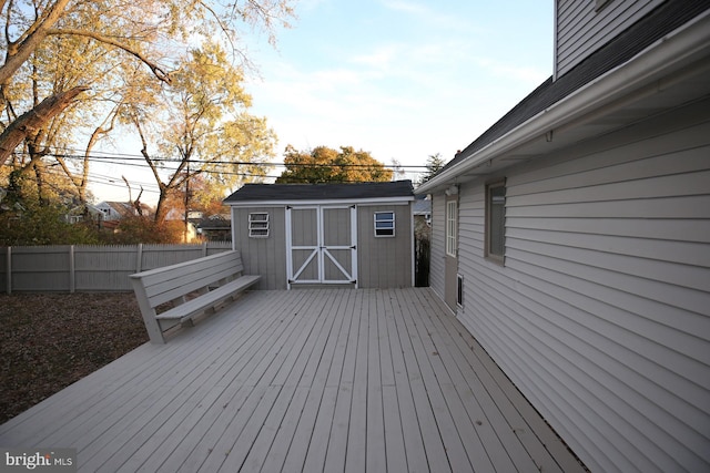 deck with a shed