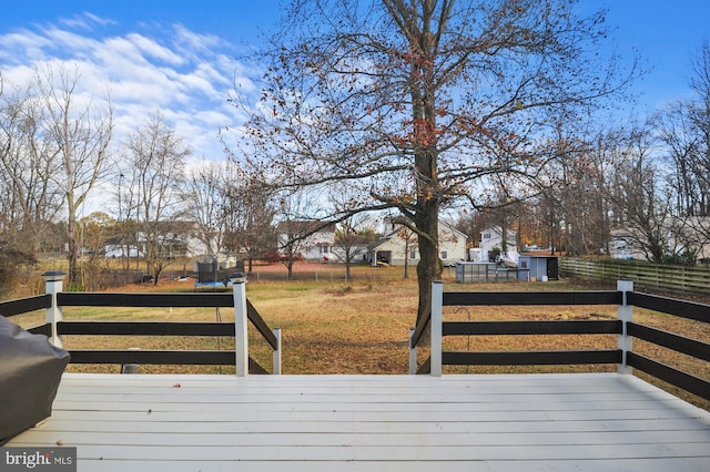 deck with a trampoline