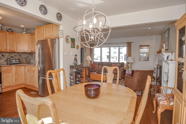35 Walkill Rd, Little Egg Harbor Twp, NJ 08087 - dining area featuring dark wood-type flooring, a chandelier, and recessed lighting
