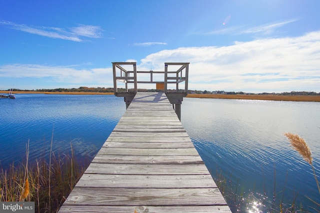 dock area featuring a water view