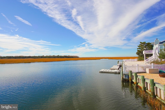 view of water feature featuring a boat dock