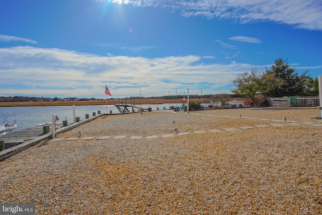 view of dock featuring a water view