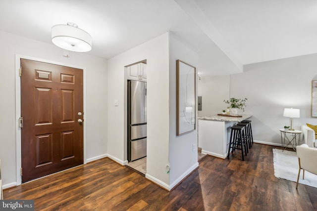 entryway featuring dark wood-type flooring