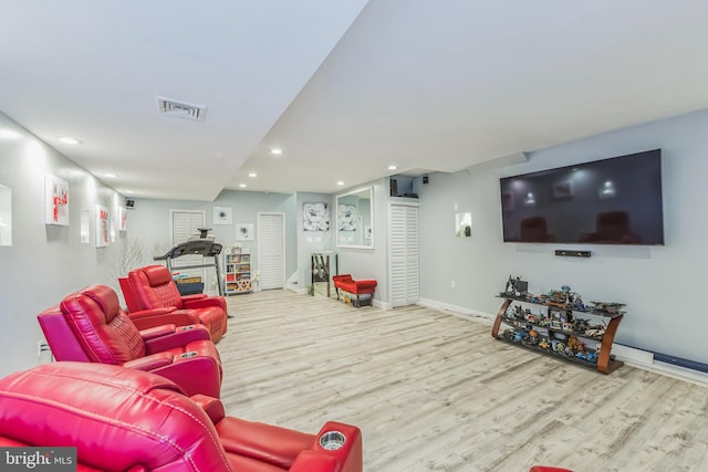 living room featuring wood-type flooring