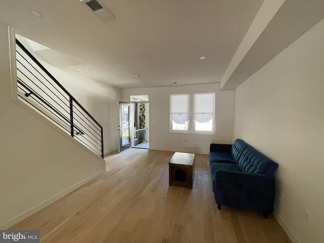 living room with light wood-type flooring