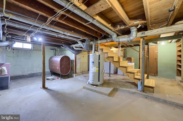 basement with water heater