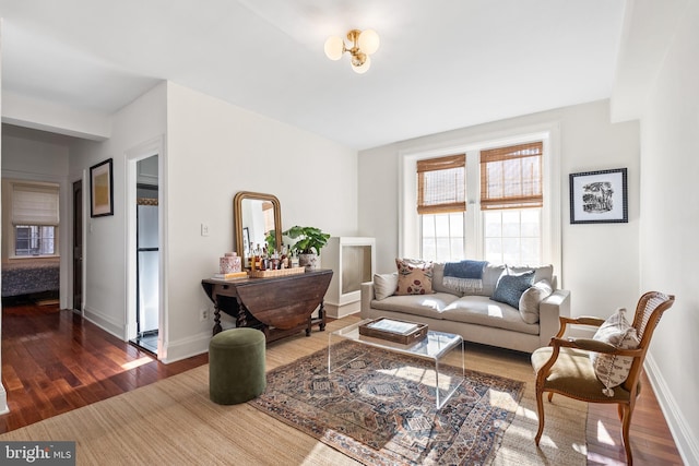 living room featuring dark hardwood / wood-style flooring