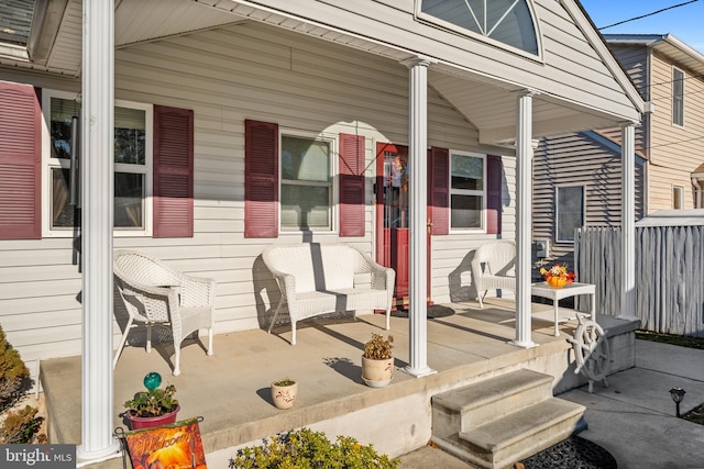 entrance to property with a porch