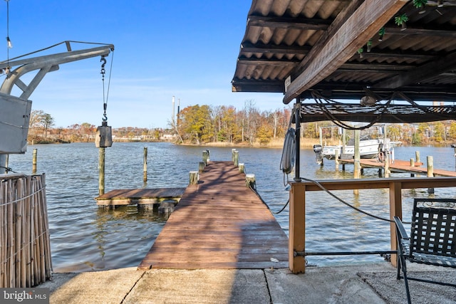 view of dock featuring a water view