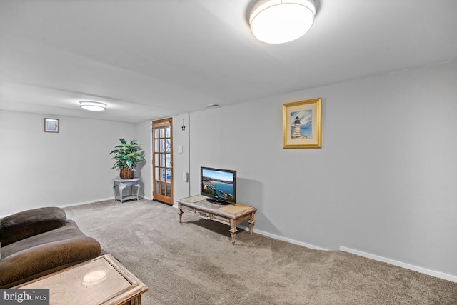 living room featuring carpet flooring