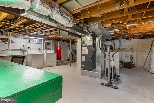 basement with washer and dryer