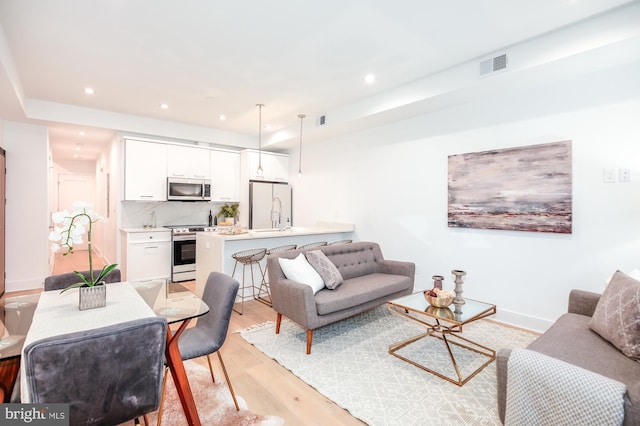 living room featuring light hardwood / wood-style flooring