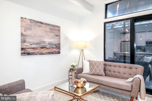 living room with hardwood / wood-style flooring