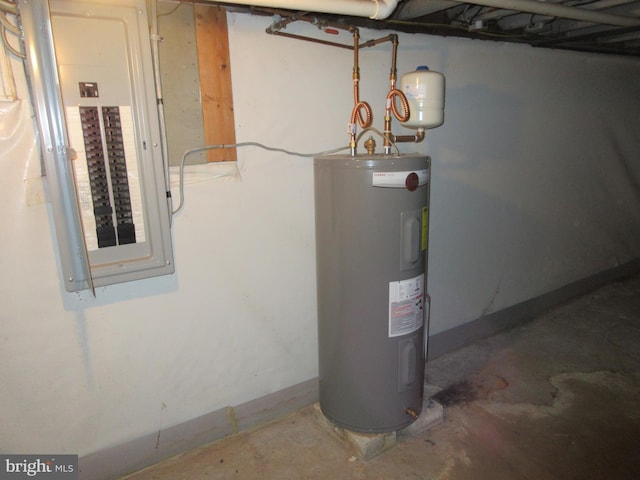 utilities featuring electric panel and electric water heater