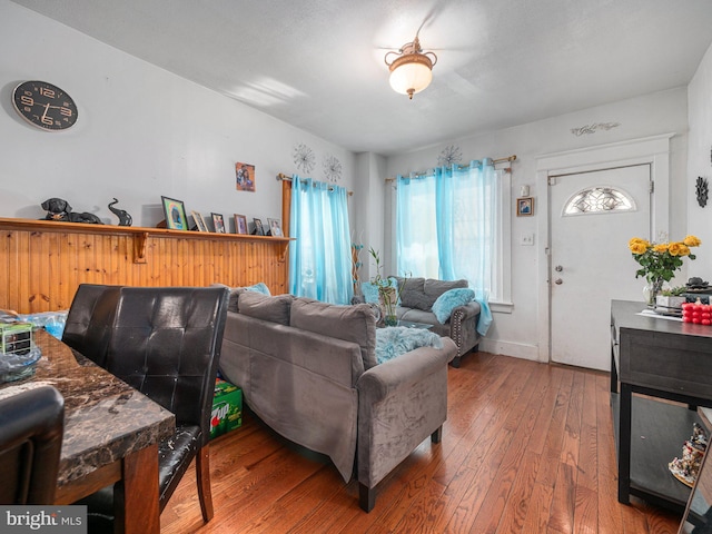 living room with wood-type flooring