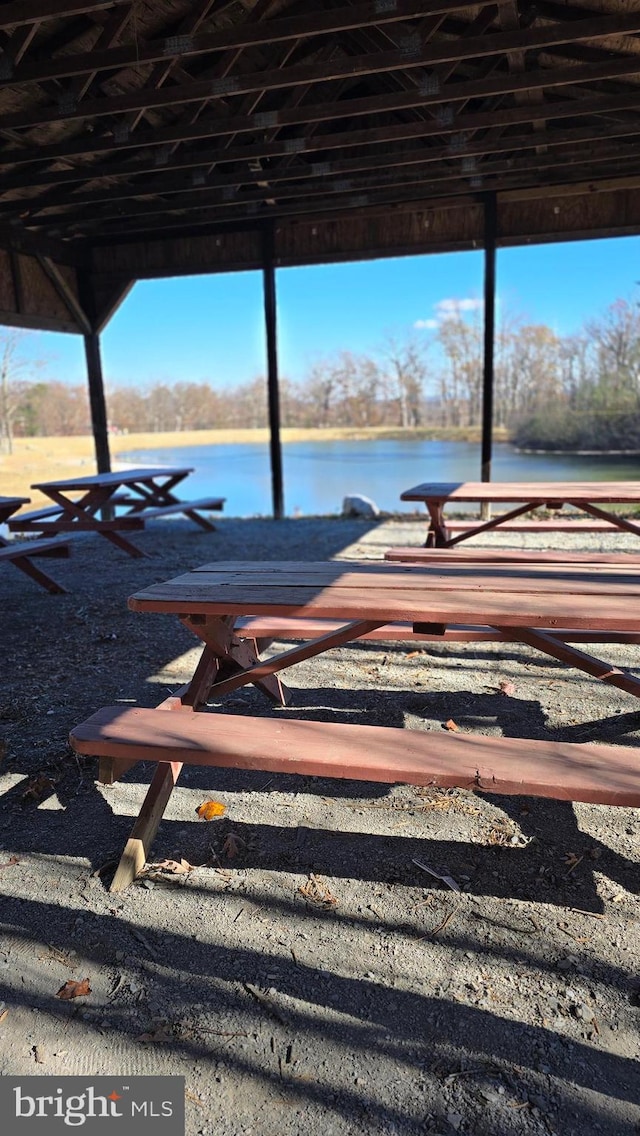 view of dock featuring a water view