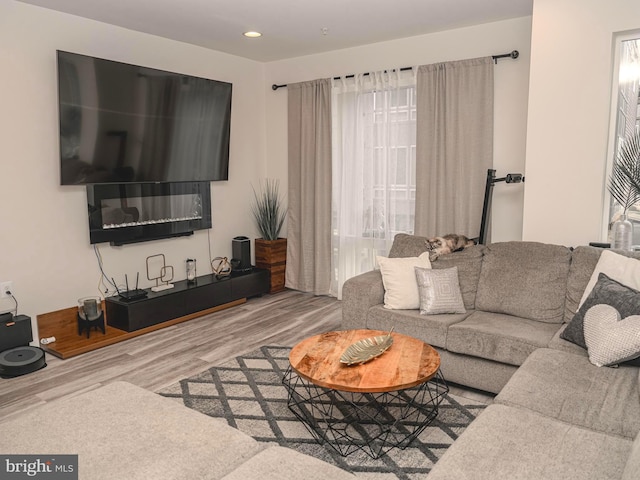 living room featuring light wood-type flooring