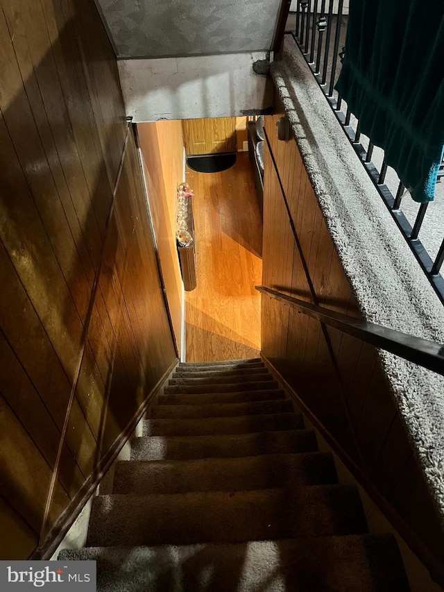 stairs with wooden walls