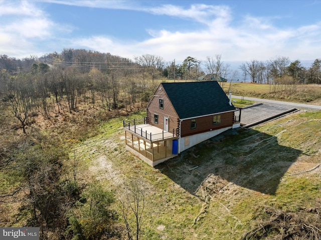 birds eye view of property featuring a rural view