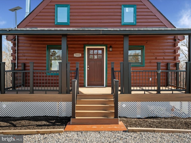 view of front facade featuring covered porch