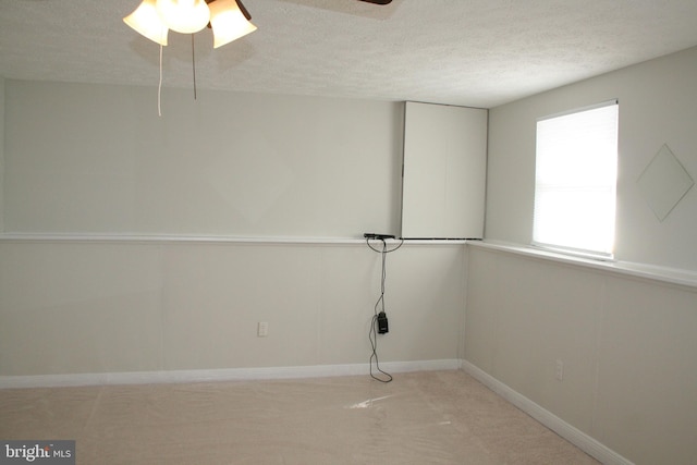 empty room featuring light colored carpet and a textured ceiling