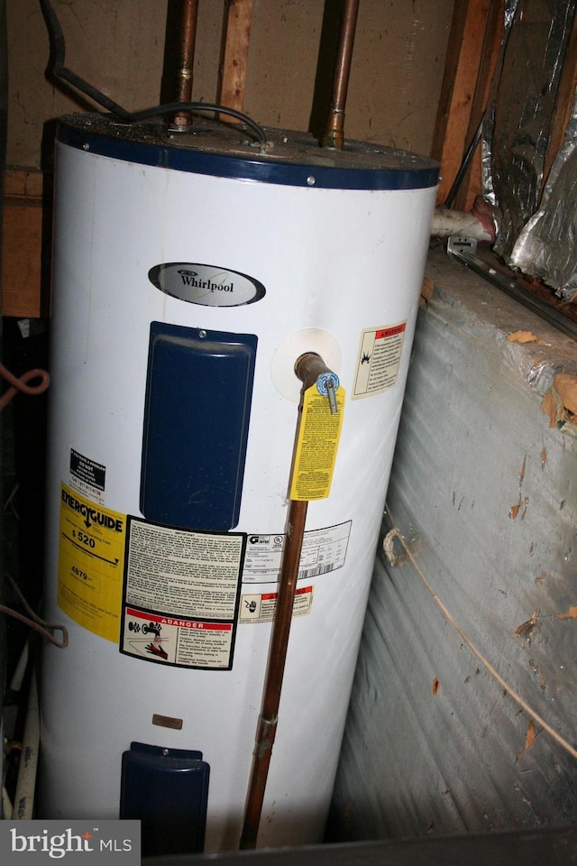 utility room featuring electric water heater