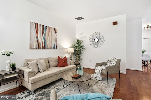 living room with hardwood / wood-style flooring