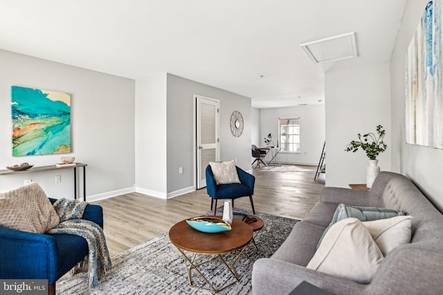 living room with light wood-type flooring