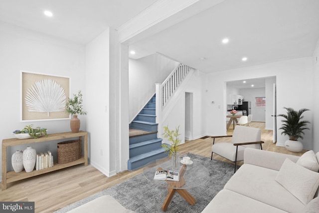 living room with light wood-type flooring