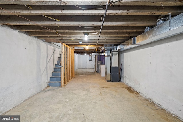 basement with heating unit