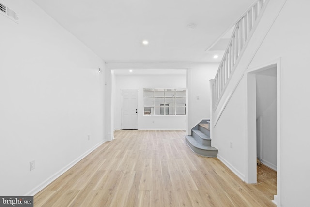 unfurnished living room featuring light hardwood / wood-style floors