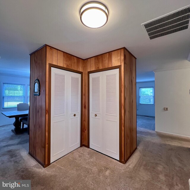 1007 Packton Ln, Bowie, MD 20716 - hall featuring carpet flooring, ornamental molding, and baseboards
