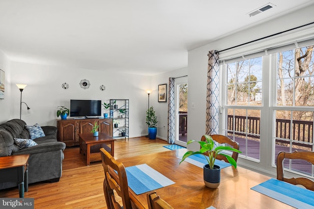 dining room with light hardwood / wood-style flooring